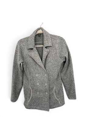 Eddie Bauer Radiator Peacoat Fleece Sweater Jacket Gray Double-Breasted Size M